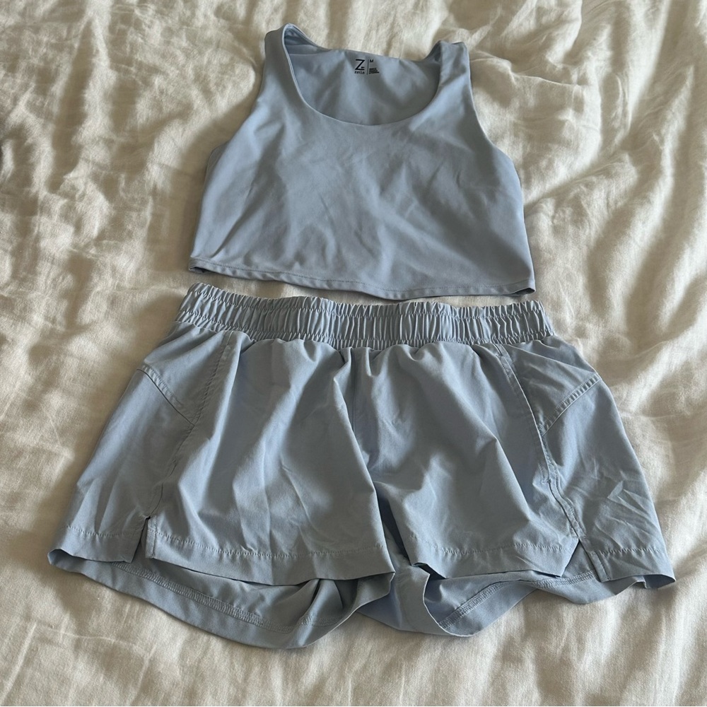 Zella Light Blue Tank Top and Shorts Set